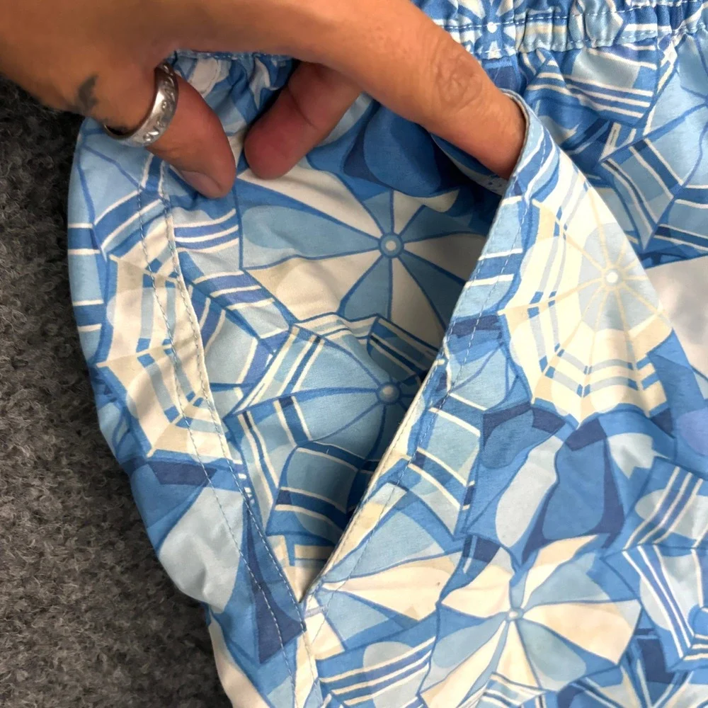 Vineyard Vines Swim Trunks Blue Beach Umbrella Print Mesh Lined Size‎ S